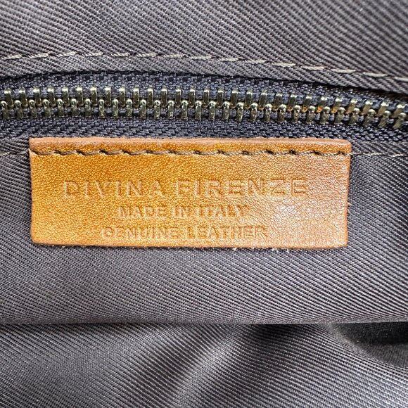 Italian Leather Purse Divina Firenze Carmel Brown Crossbody Shoulder Bag Italy - Picture 9 of 16